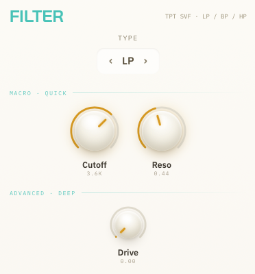 FILTER — แผงปุ่มโมดูล — ชั้น Macro และ Advanced
