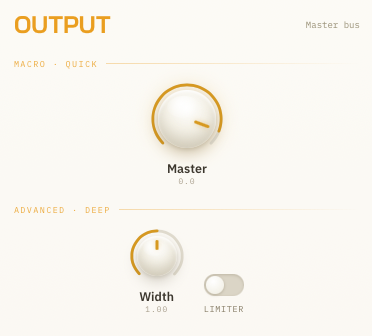 OUTPUT — แผงปุ่มโมดูล — ชั้น Macro และ Advanced